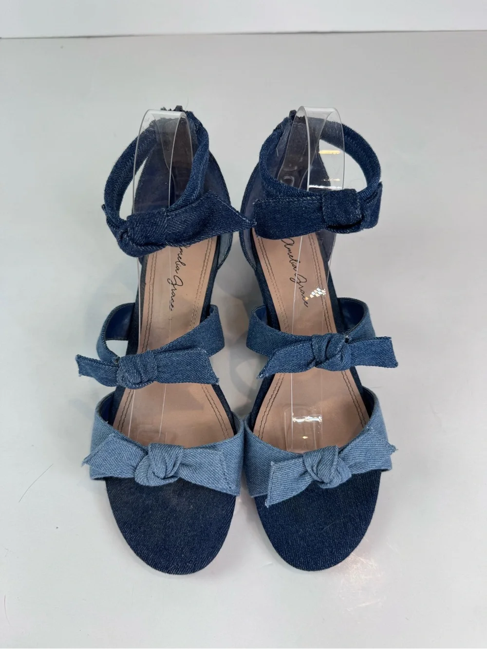 Amelia Grace jean denim wedge sandals size 8.5 - Picture 4 of 12